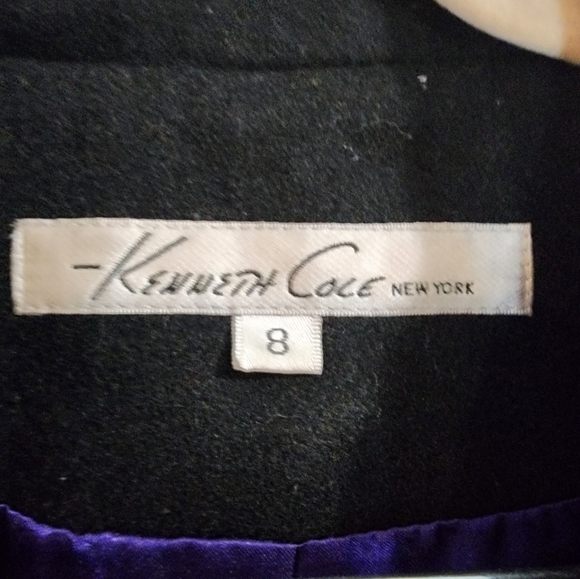 Kenneth Cole New York Black Recycled Wool Blend Black Women 8 Short Peacoat - Picture 2 of 9